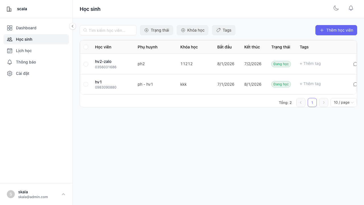 Quản lý học viên